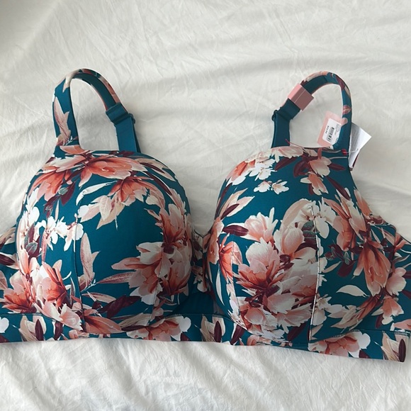 Cacique Blue and Pink Floral Bra Intimates & Sleepwear - Picture 2 of 8